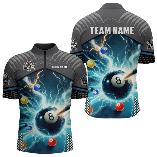 Personalized Striking Thunder Lightning Billiard Shirts For Men Custom Billiard Sport Jerseys TDM3156
