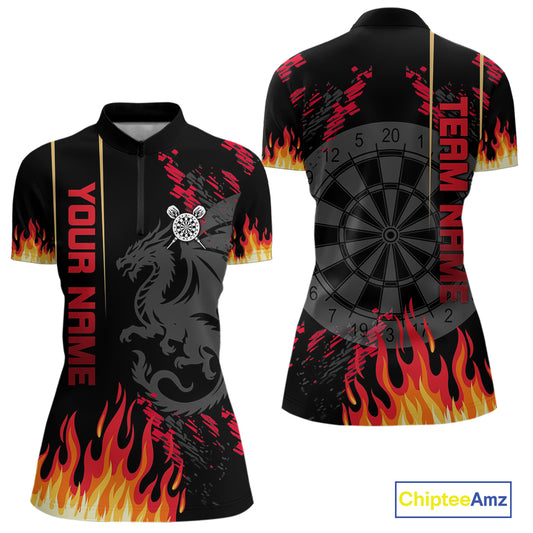 Red Black Dragon Dartboards Custom Flame Dart Shirts For Women, Dart Team Jerseys NYN0081