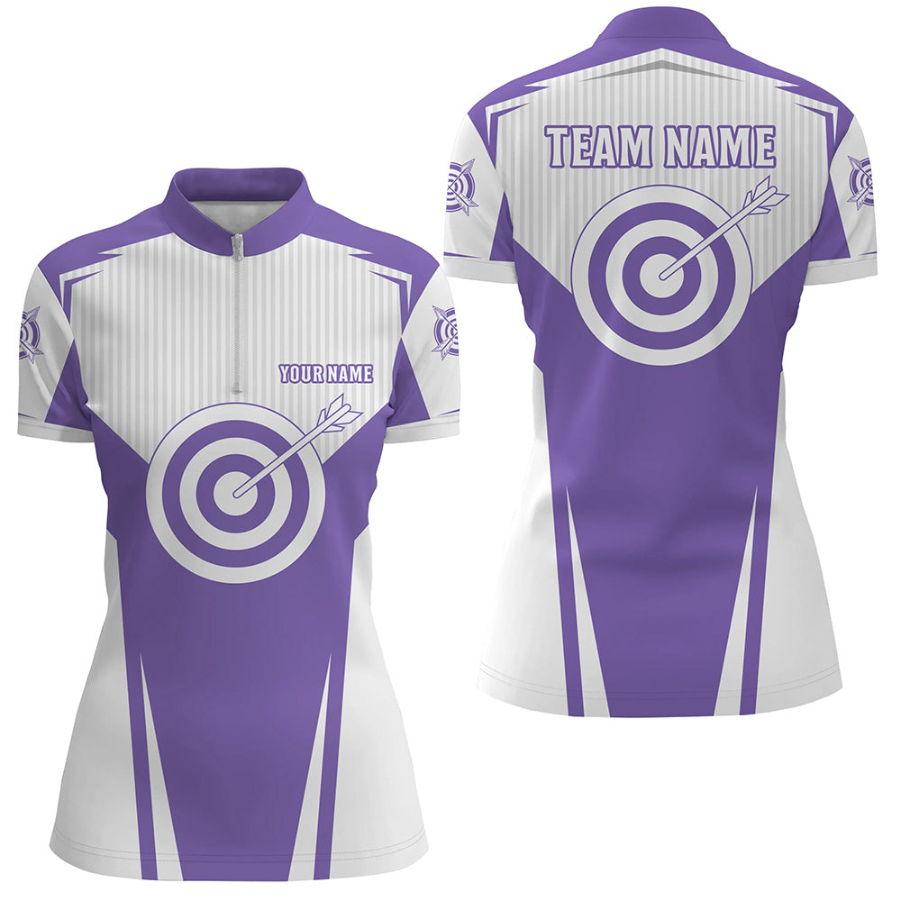 Purple Archery Jerseys Women Quarter-Zip Shirts Custom Team Name Archery Uniform Jerseys TDM0705