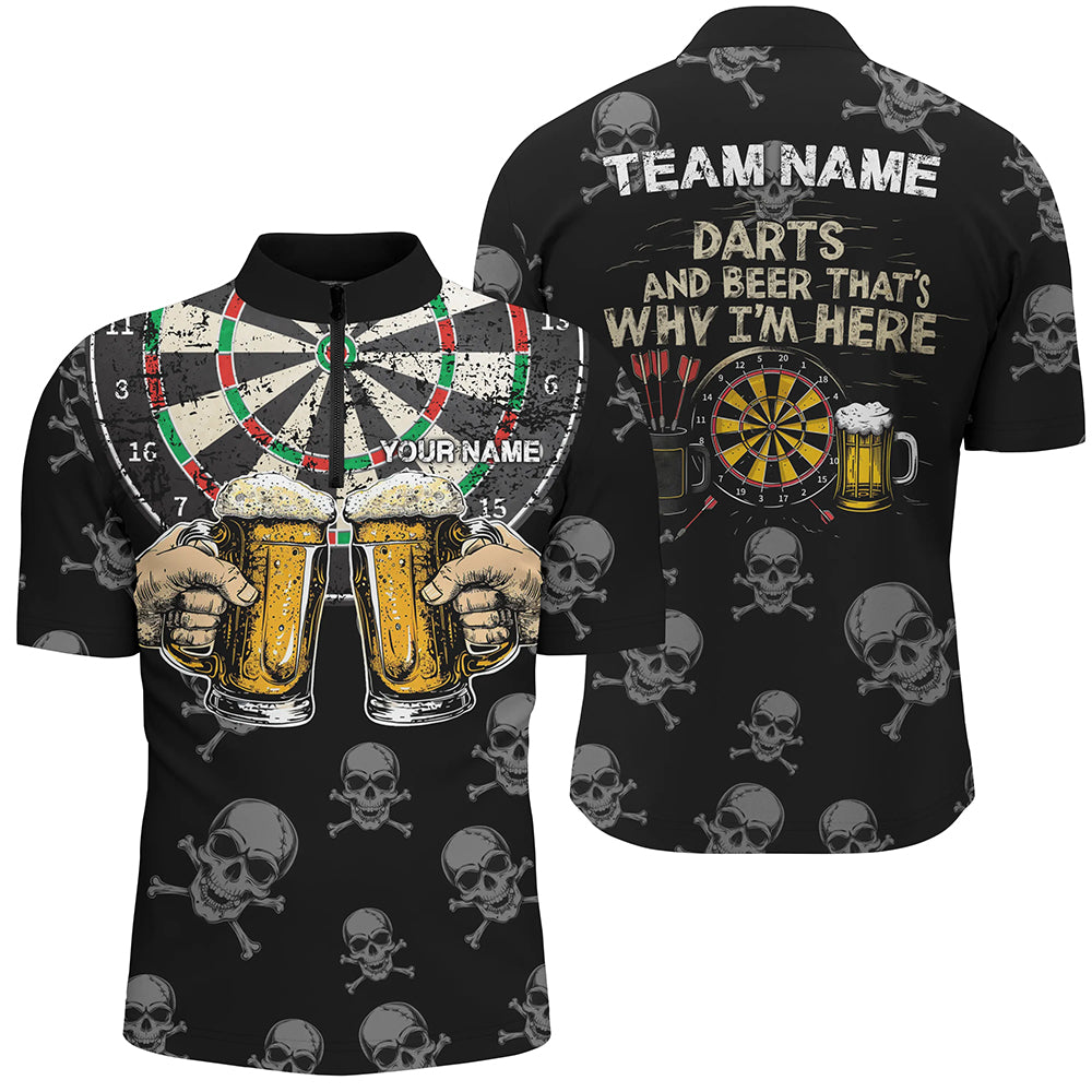 Darts And Beer That's Why I'm Here Custom Skull Darts Shirts For Men Best Drinking Darts Jerseys TDM1981