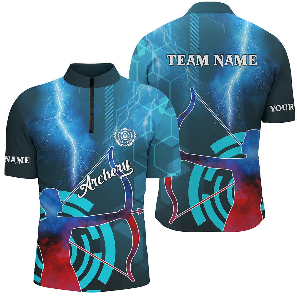 Personalized Archery 3d Thunder Lightning Men Quarter-Zip Shirts, Archery Jersey Designs TDM0539