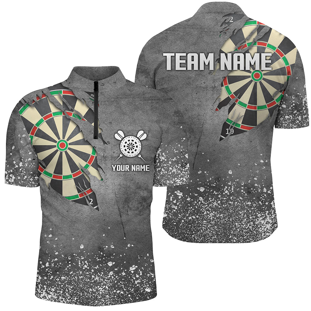 Custom Grunge Grey Darts Board Shirts For Men, Personalized Darts Shirts Design Best Darts Jerseys TDM1996