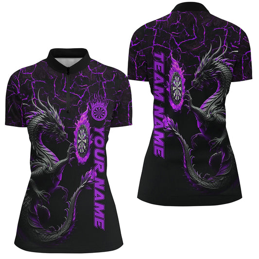 Personalized Purple Big Dragon 3D Printed Darts Shirts For Women Custom Team League Darts Jerseys TDM2207