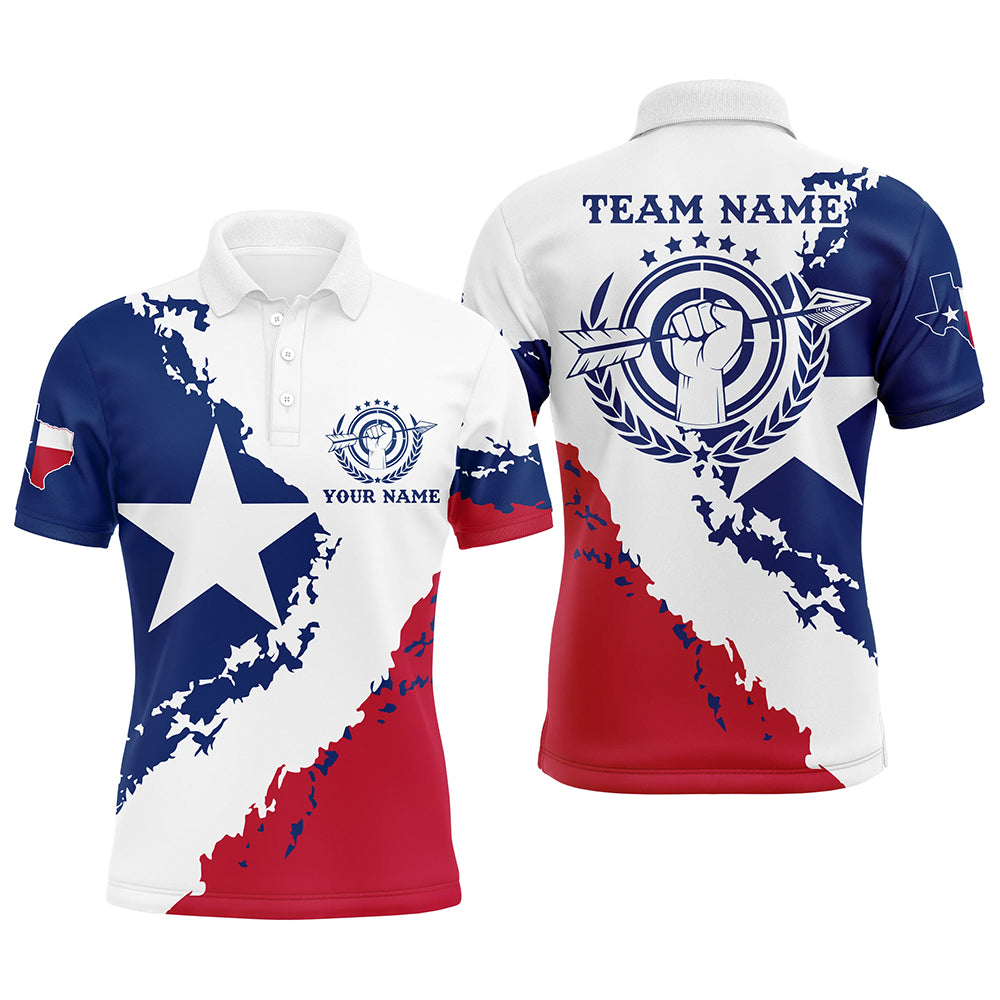 Personalized Texas Archery Polo Shirts For Men Custom Texas Flag Shirts For Archery Lover TDM0579