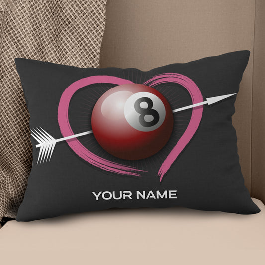 Personalized Ball 8 And Heart Billiard Pillow, Best Custom Cute Pillow TDM0750