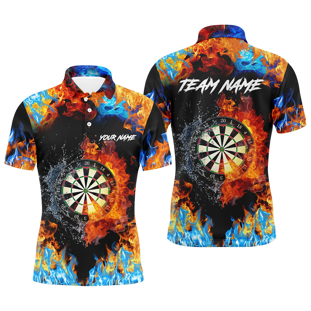 Personalized Dart Board Fire And Water 3D Printed Men Darts Polo Shirts Custom Darts Jerseys TDM1277