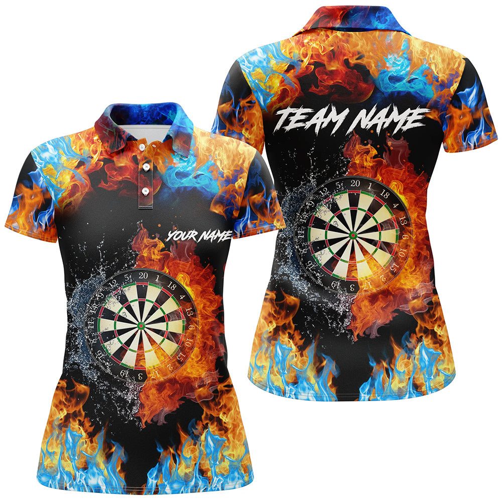 Personalized Dart Board Fire And Water 3D Printed Women Darts Polo Shirts Custom Darts Jerseys TDM1277