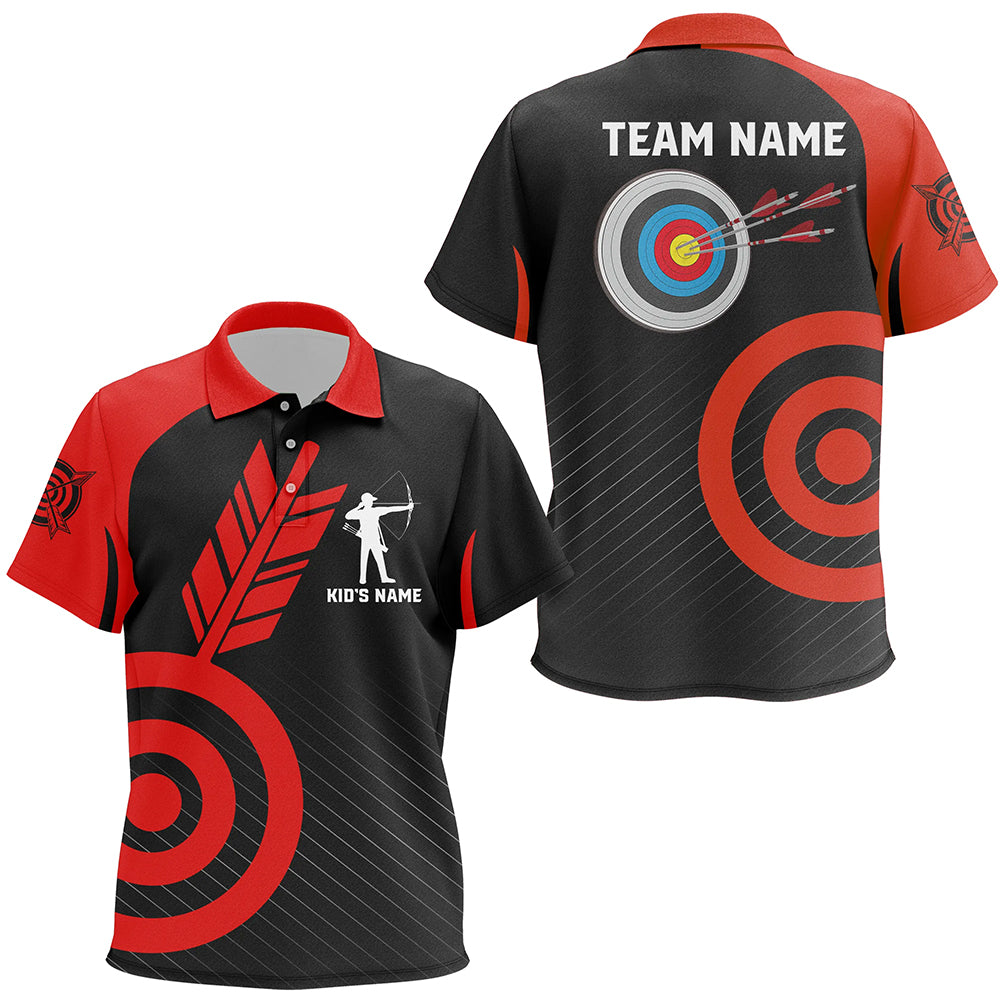 Personalized Red Archery Jerseys For Kid Custom Archery Polo Shirts Team League Archery Shirts TDM1494