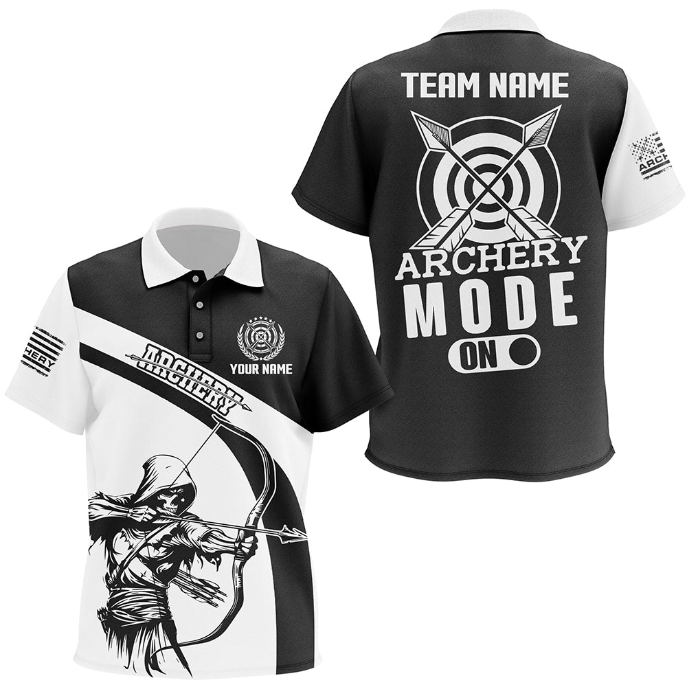 Personalized Funny Archery Player Kid Polo Shirts Custom Black White Archery Jerseys TDM1497