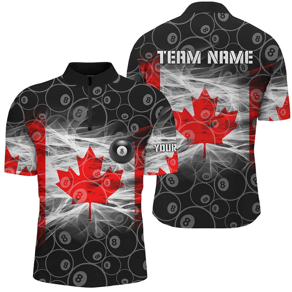 Personalized Canadian Flag Billiard Men Quarter-Zip Shirts Best Patriotic Canada Billiard Shirts TDM0409