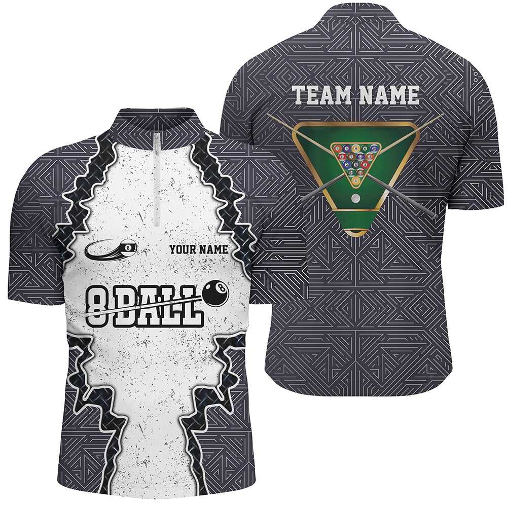 Personalized Armor 8 Ball Pool Billiard Men Quarter-Zip Shirts, 8 Ball Pool Team Shirts TDM0485