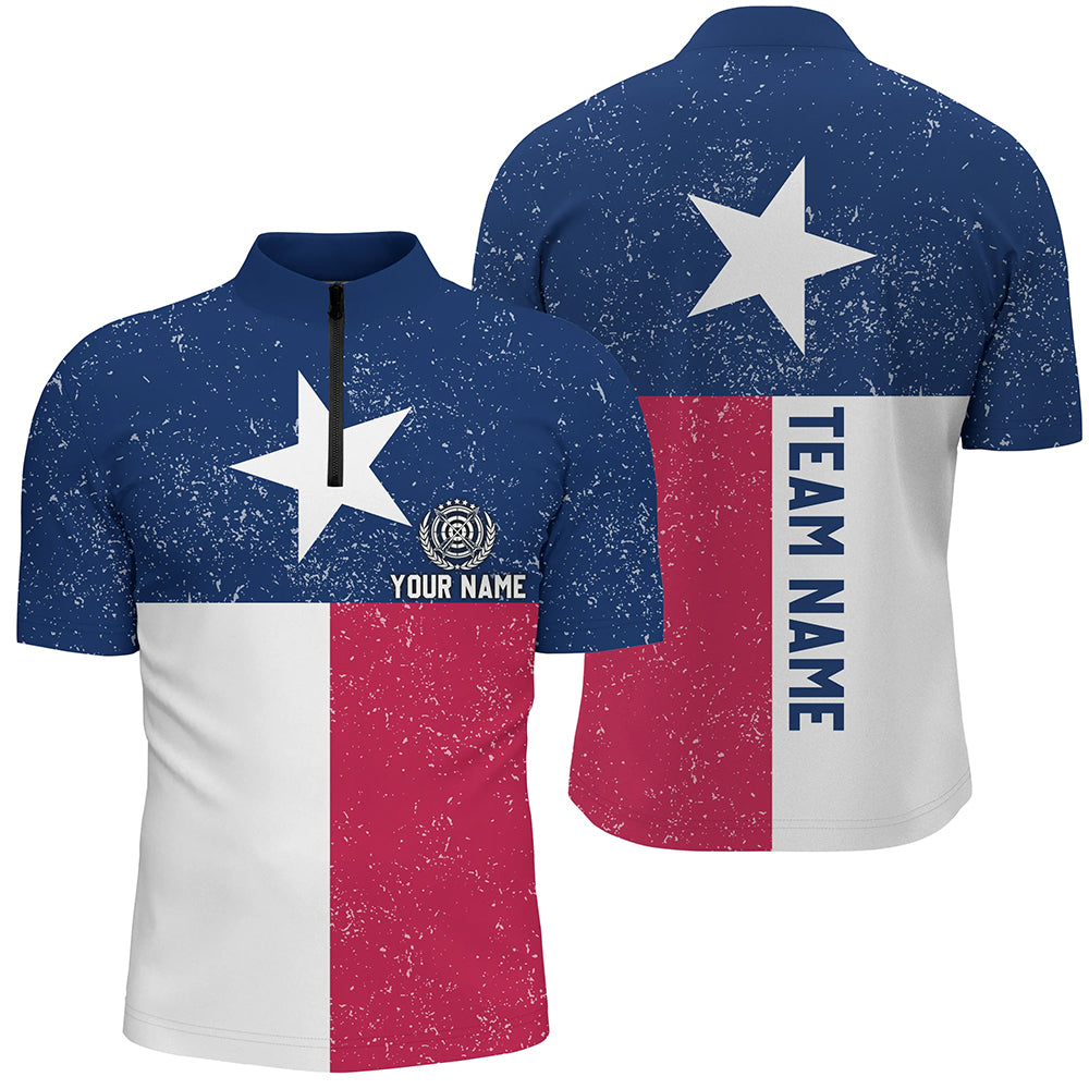 Customized Grunge Texas Archery Men Quarter-Zip Shirts, Best Patriotic Texas Flag Shirts TDM0681