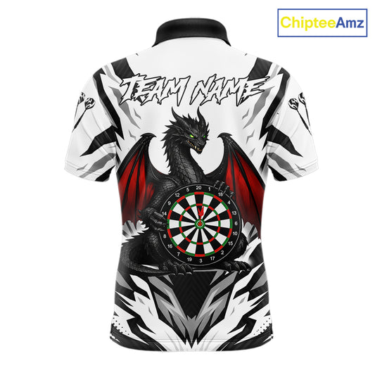 Personalized Dragon Darts Jersey For Men Custom Darts Polo & Quarter Zip Team Shirts |Red TDM6310
