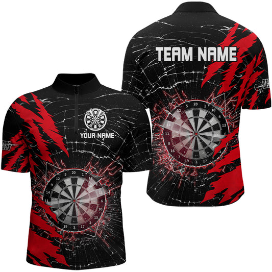 Black And Red Darts Board Break Glass Custom Dart Shirts For Men, Darts Team Shirts Dart Jerseys TDM3215
