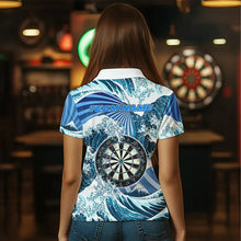 Load image into Gallery viewer, Personalized Blue Darts Waves Sea Darts Polo & Quarter Zip Custom Women Dart Shirts Funny Dart Jersey TDM3419