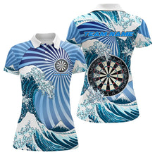 Load image into Gallery viewer, Personalized Blue Darts Waves Sea Darts Polo & Quarter Zip Custom Women Dart Shirts Funny Dart Jersey TDM3419
