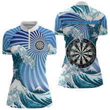 Load image into Gallery viewer, Personalized Blue Darts Waves Sea Darts Polo & Quarter Zip Custom Women Dart Shirts Funny Dart Jersey TDM3419