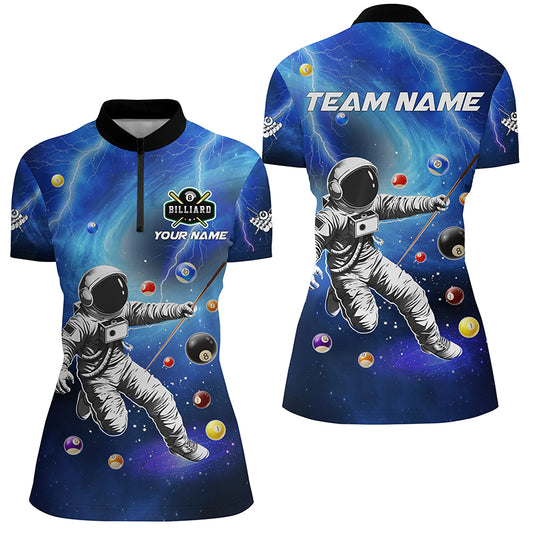 Personalized Astronaut Billiard Balls 3D Printed Shirts For Women Custom Funny Billiard Apparel |Blue TDM2015