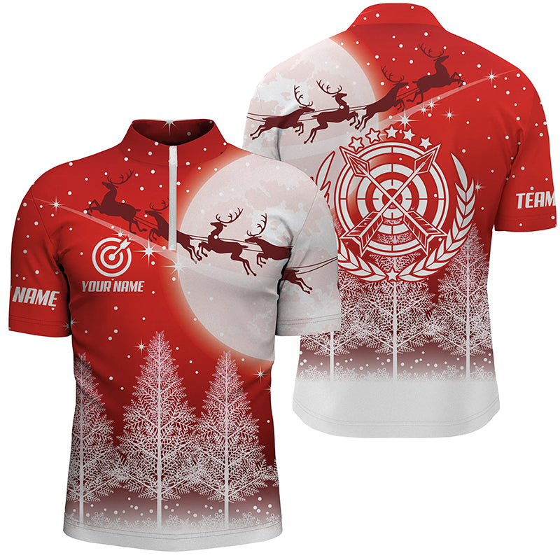 Funny Christmas Pine Trees Archery Men Quarter-Zip Shirts Custom Cute Christmas Shirts TDM0591