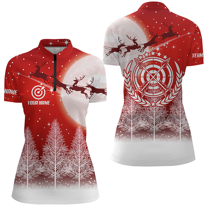 Funny Christmas Pine Trees Archery Women Quarter-Zip Shirts Custom Cute Christmas Shirts TDM0591
