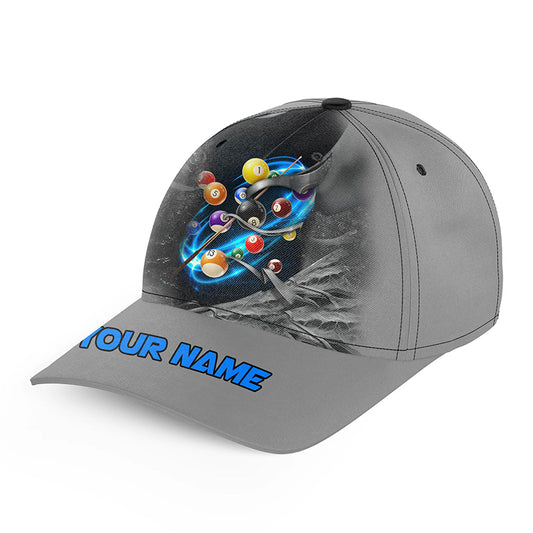 Personalized Blue Billiard Balls Lightning Baseball Cap For Pool Player Custom 3D Billiard Hats TDM3735