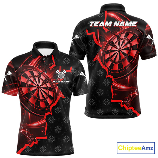 Red Dartboard Ligthning Darts Shirt For Men Custom Darts Jersey Team Polo & Quarter Zip TDM6112