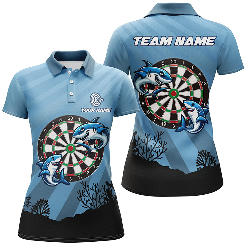 Personalized Shark Dart Board Blue Women Darts Polo Shirts Custom Funniest Darts Shirts Gifts TDM1284