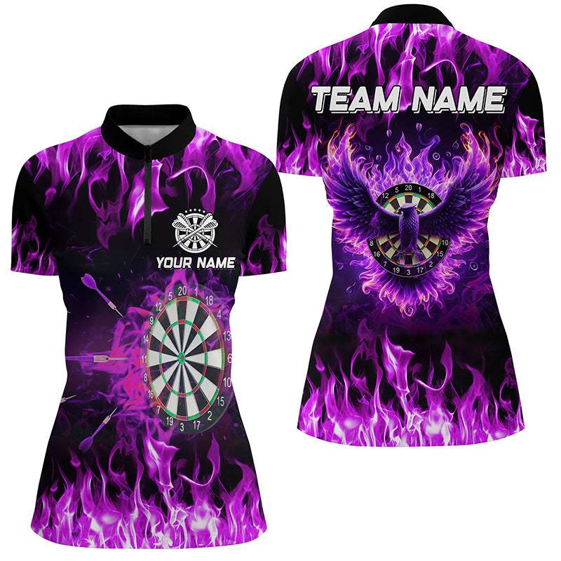 Personalized Purple Darts Board Fire Flame Eagle Darts Shirts For Women Custom Darts Team Jerseys TDM1646