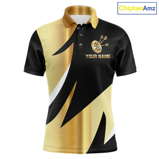 Black And Gold Dartboard Crown Darts Shirt For Men Custom Darts Jersey Team Polo & Quarter Zip TDM6375