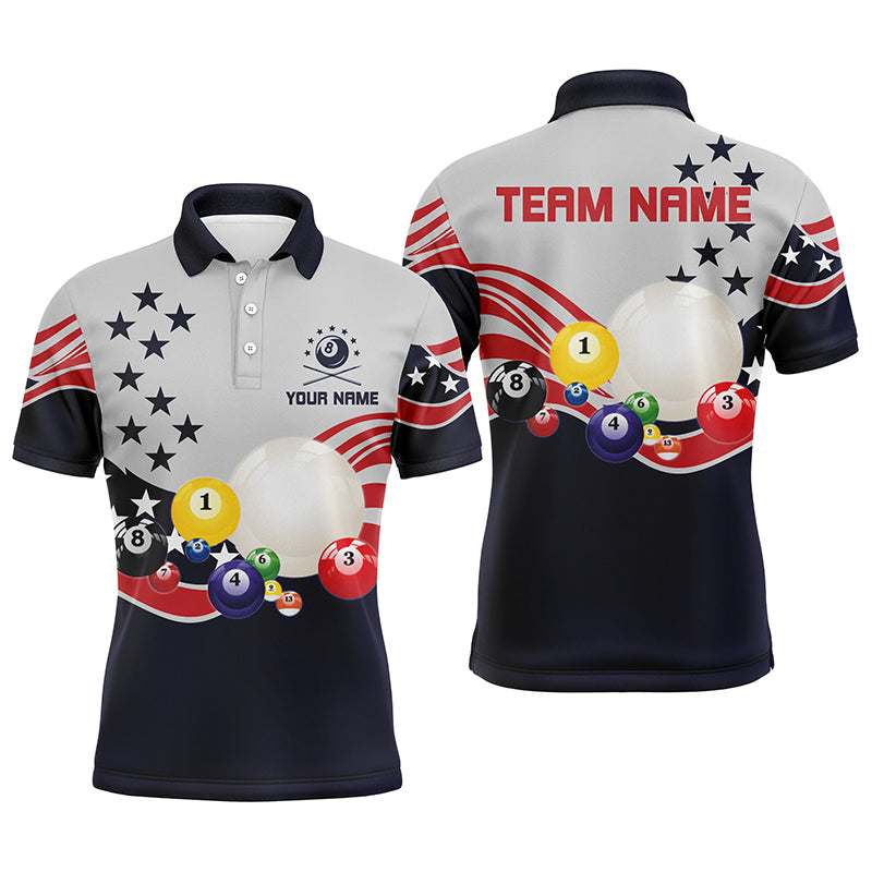 Patriotic Billiard American Style Customized Polo Shirts For Men, Custom USA Flag Pool Team TDM0190