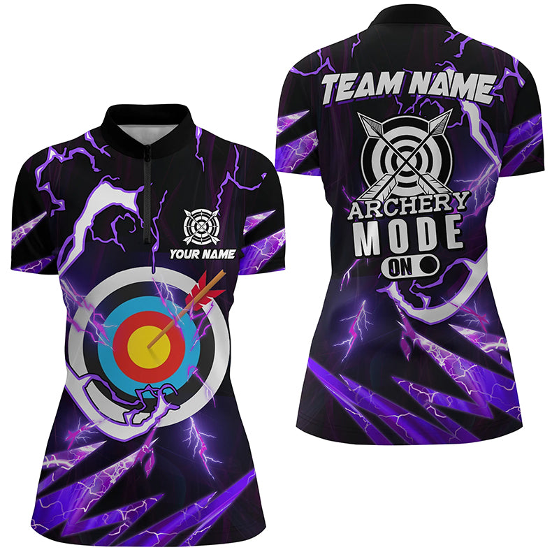 Custom Purple Thunder Archery Mode On Women Quarter-Zip Shirts, Archery Jerseys Team Shirts TDM1133