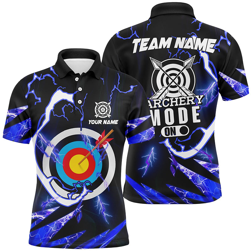 Personalized Blue Thunder Archery Mode On Men Polo Shirts, Custom Archery Jerseys Team Shirts TDM1135