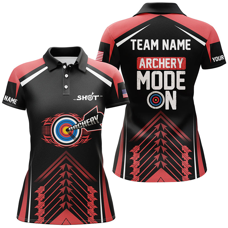 Personalized 3d Archery Target Mode On Women Polo Shirts Custom Name Red Archery Jerseys Shirts TDM0427