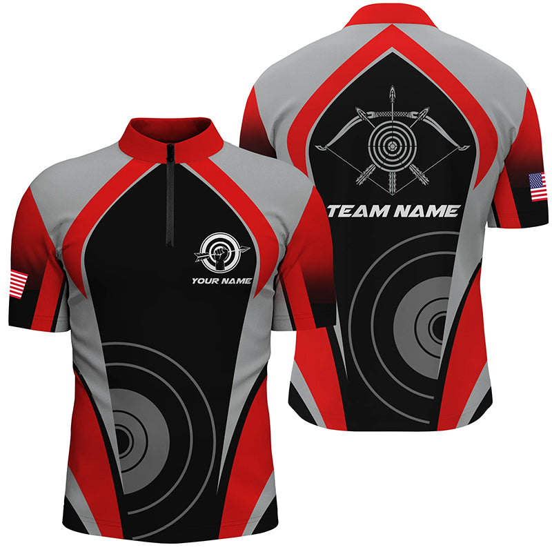 Personalized Red Archery Jerseys Men Quarter-Zip Shirts Custom Archery Uniform For Team TDM1324