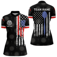 Load image into Gallery viewer, Personalized American Flag Dart Polo & Quarter Zip Shirt For Women Custom Patriotic Dart Jerseys TDM3083