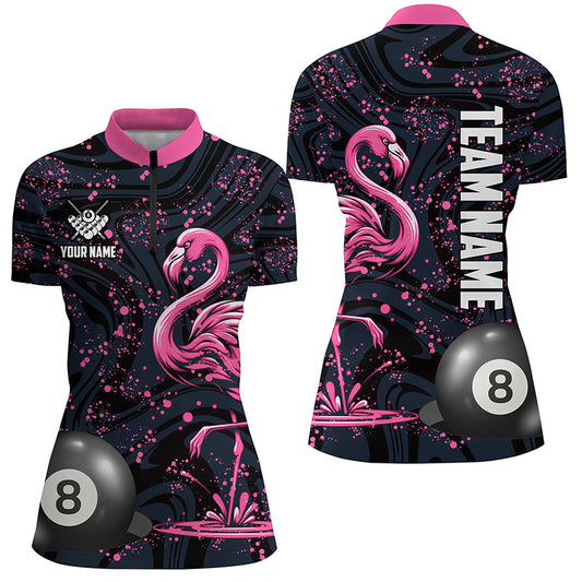 Pink Grunge Flamingo 8 Ball Pool Billiard Shirts For Women Custom Billiard Team Jerseys Apparel TDM2117