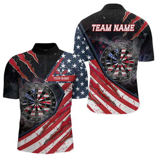 American Flag Smoke Dart Shirts For Men Custom Darts Jersey Pocket Option TDM3518