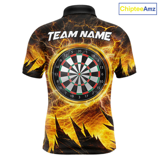 Personalized Yellow Darts Polo & 1/4 Zip For Men Custom Thunder Lightning Darts Team Jersey TDM6216