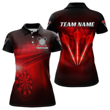 Load image into Gallery viewer, Personalized Red Darts Flash Light Women Dart Polo & Quarter Zip Shirt, Dart Team Shirts Dart Jerseys TDM3110