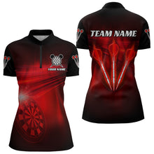 Load image into Gallery viewer, Personalized Red Darts Flash Light Women Dart Polo & Quarter Zip Shirt, Dart Team Shirts Dart Jerseys TDM3110
