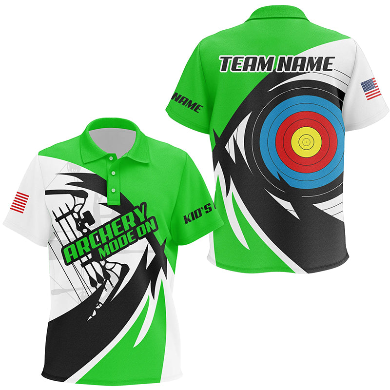 Personalized Green Archery Jerseys Kid Polo Shirts Custom Archery Bow Shirts TDM1951