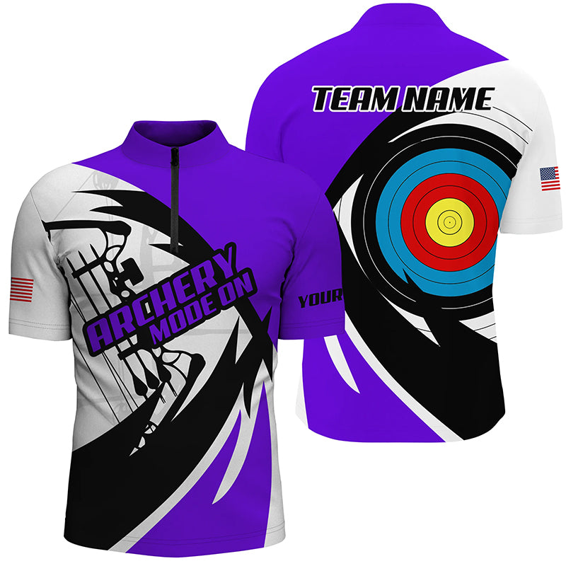 Personalized Purple Archery Jerseys Men Polo & Quarter-Zip Shirts Custom Archery Bow Shirts TDM1952