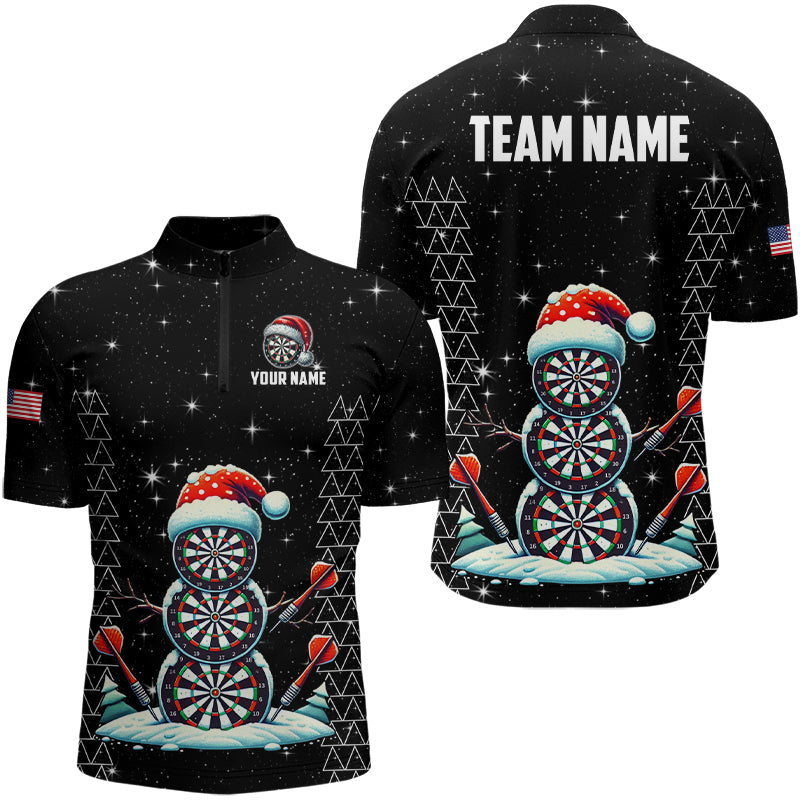 Custom Galaxy Funny Snow Darts Board Christmas Dart Shirts For Men, Xmas Black Dart Jersey Gifts TDM3143