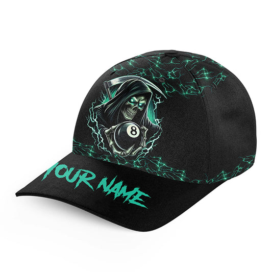 Turquoise Funny Grim Reaper3D Printed Billiard Caps Custom Name 8 Ball Pool Billiard Hats Gifts TDM2158