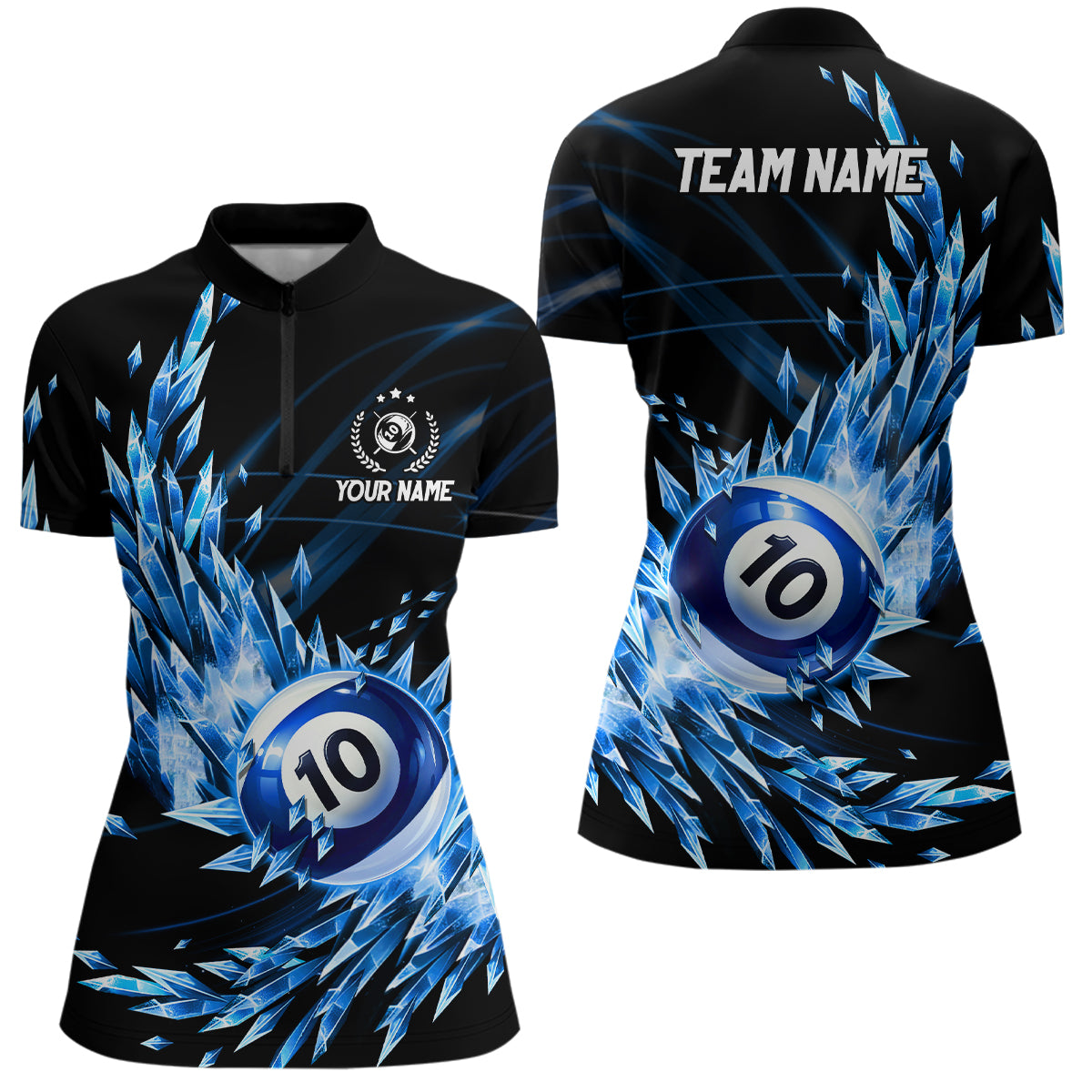 3D Blue Frozen Ice Women Billiard Shirts Personalized 10 Ball Pool Billiard Attire Jerseys TDM1773