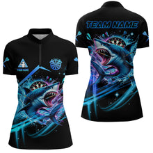 Load image into Gallery viewer, Personalized Blue 3D Darts Board And Shark Women Dart Polo & 1/4 Zip Shirts, Funny Dart Jersey Outfit TDM2957