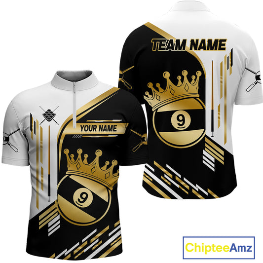 Personalized Golden 9 Ball Pool Crown Billiard Shirt For Men Custom Billiard Team Jerseys Uniform TDM4183