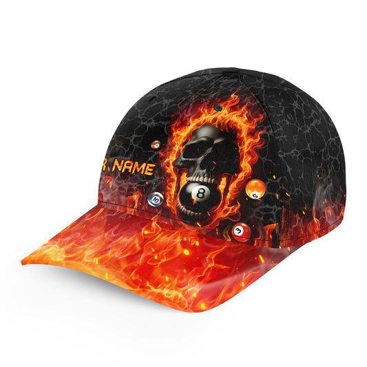Personalized 8 Ball Flame Skull Fire Billiard Cap Hats Custom Name Billiard Baseball 3D Printing Caps TDM2009
