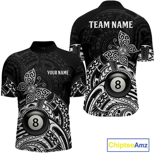Custom White Black Tribal Butterfly Billiard Shirts For Men | 8 Ball Pool Team Jerseys TDM3987