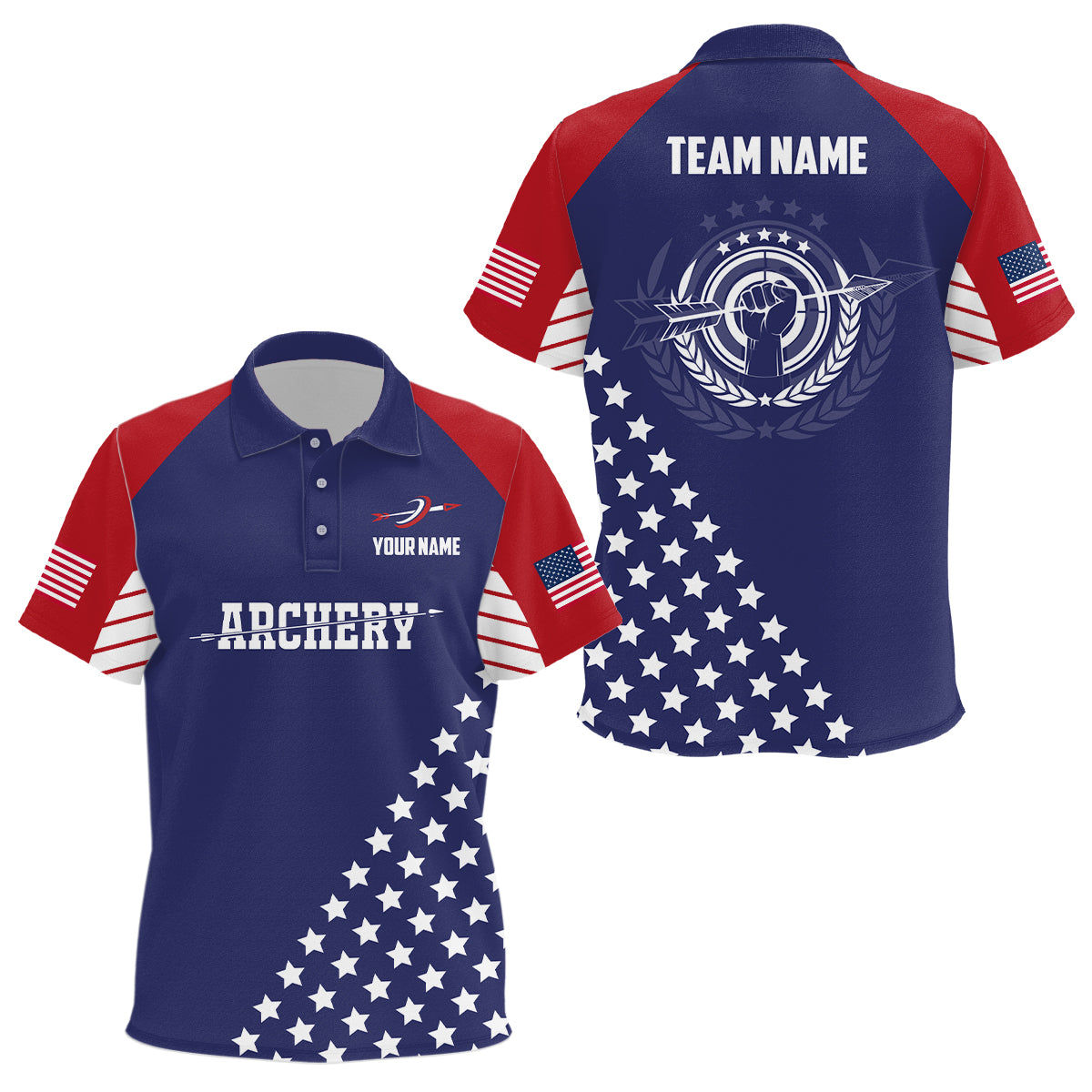 Personalized US Archery Polo Shirts For Kid Custom Team Name American Flag Archery Jerseys TDM0590